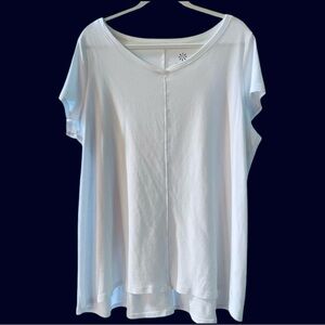 Isaac Mizrahi Live! Essentials Pima Cotton V-Neck Tunic. White. Size 2X